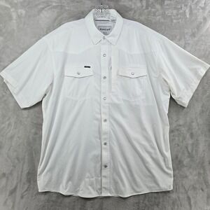 Poncho Shirt Mens Large White Short Sleeve Western Snap Front Regular Fit